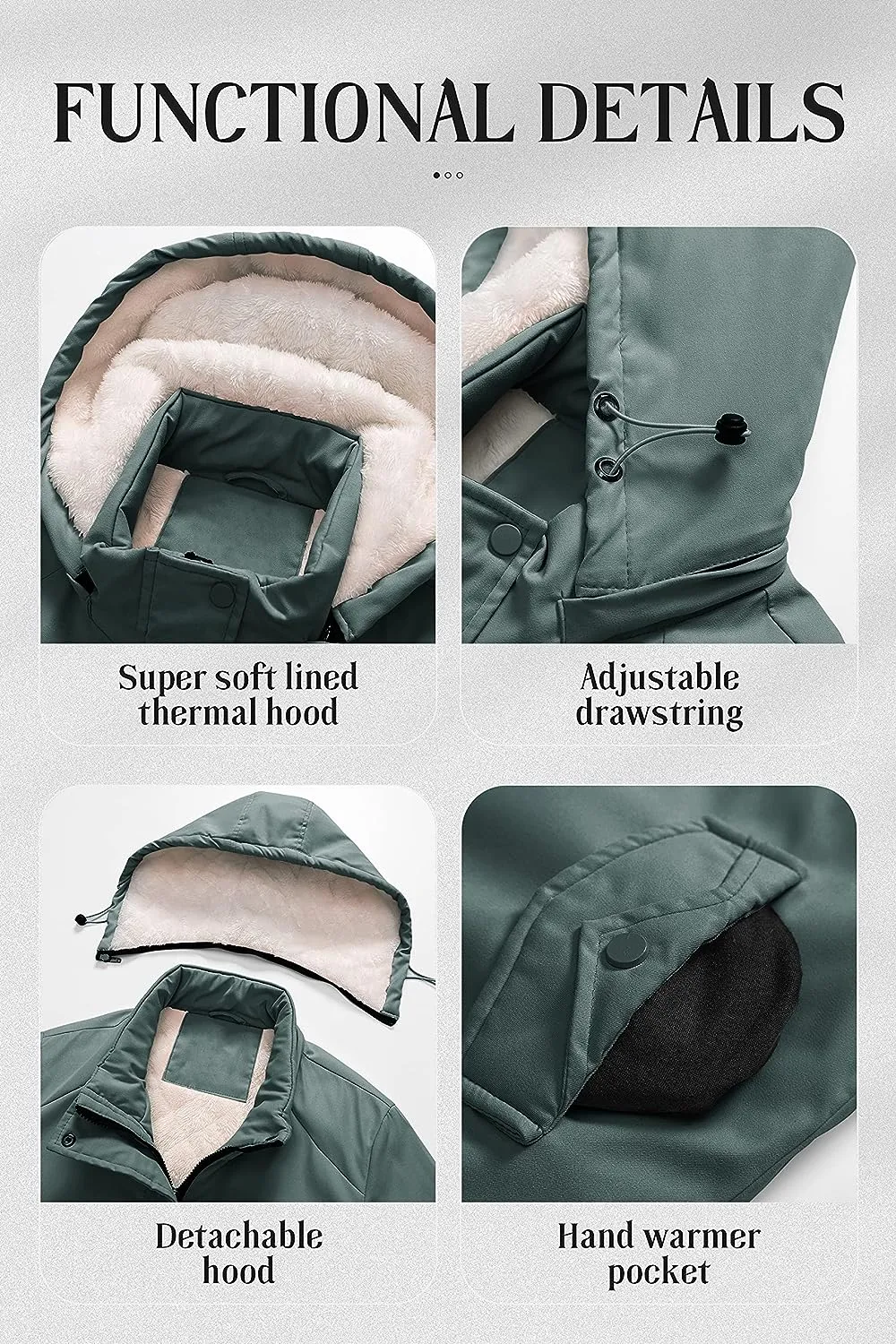 Women's Mid-Length Parka Winter Outerwear Jacket Soft Fleece Warm Snow Coat