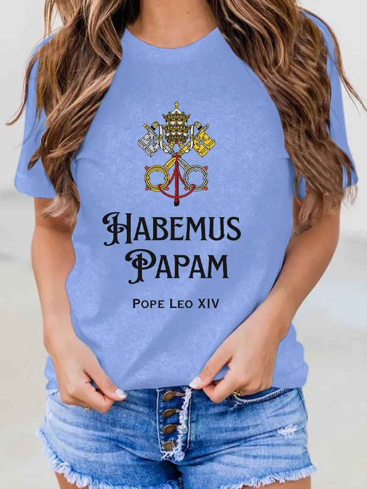 Women'S 2025 Habemus Papam Pope Leo Xiv Round-Neck Short-Sleeved T-Shirt