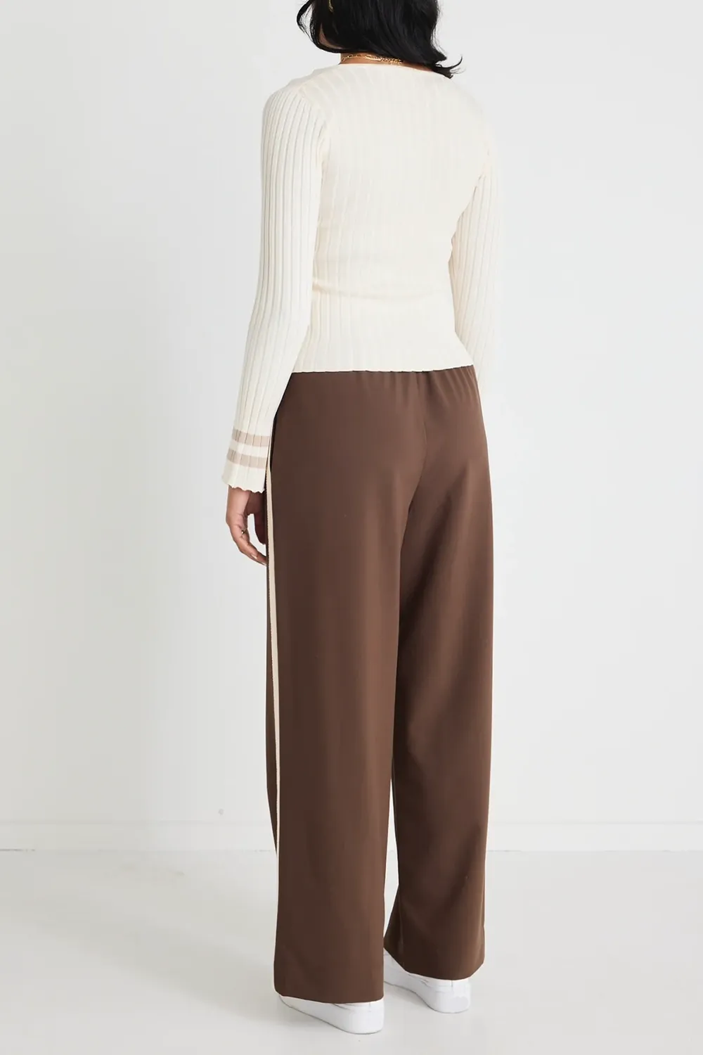 Brown Striped Track Long Pants