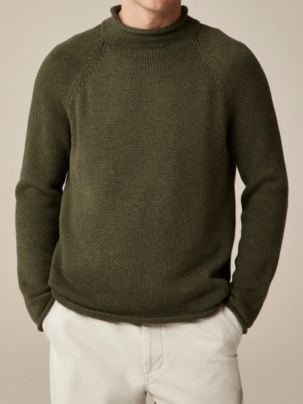 Olive Green Mock Neck Knit Sweater