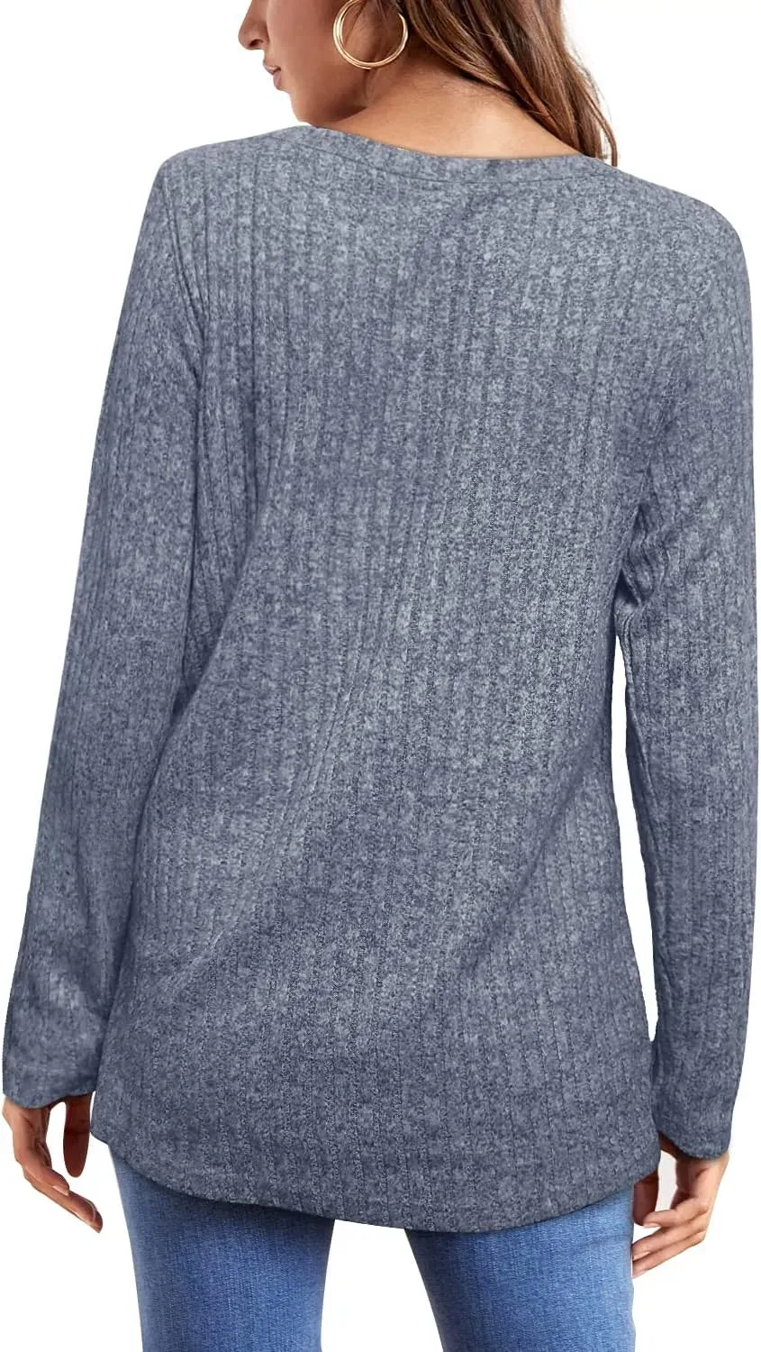 OFEEFAN Long Sleeve Shirts for Women Lightweight Crew Neck Casual Tunic Tops