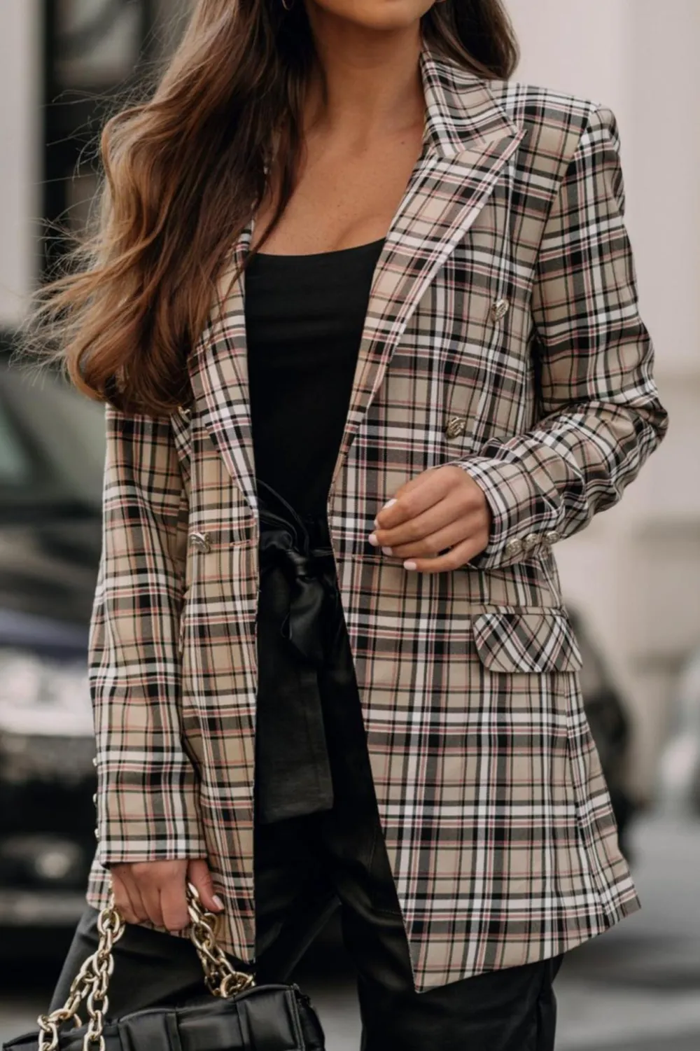 Plaid Print Blazer