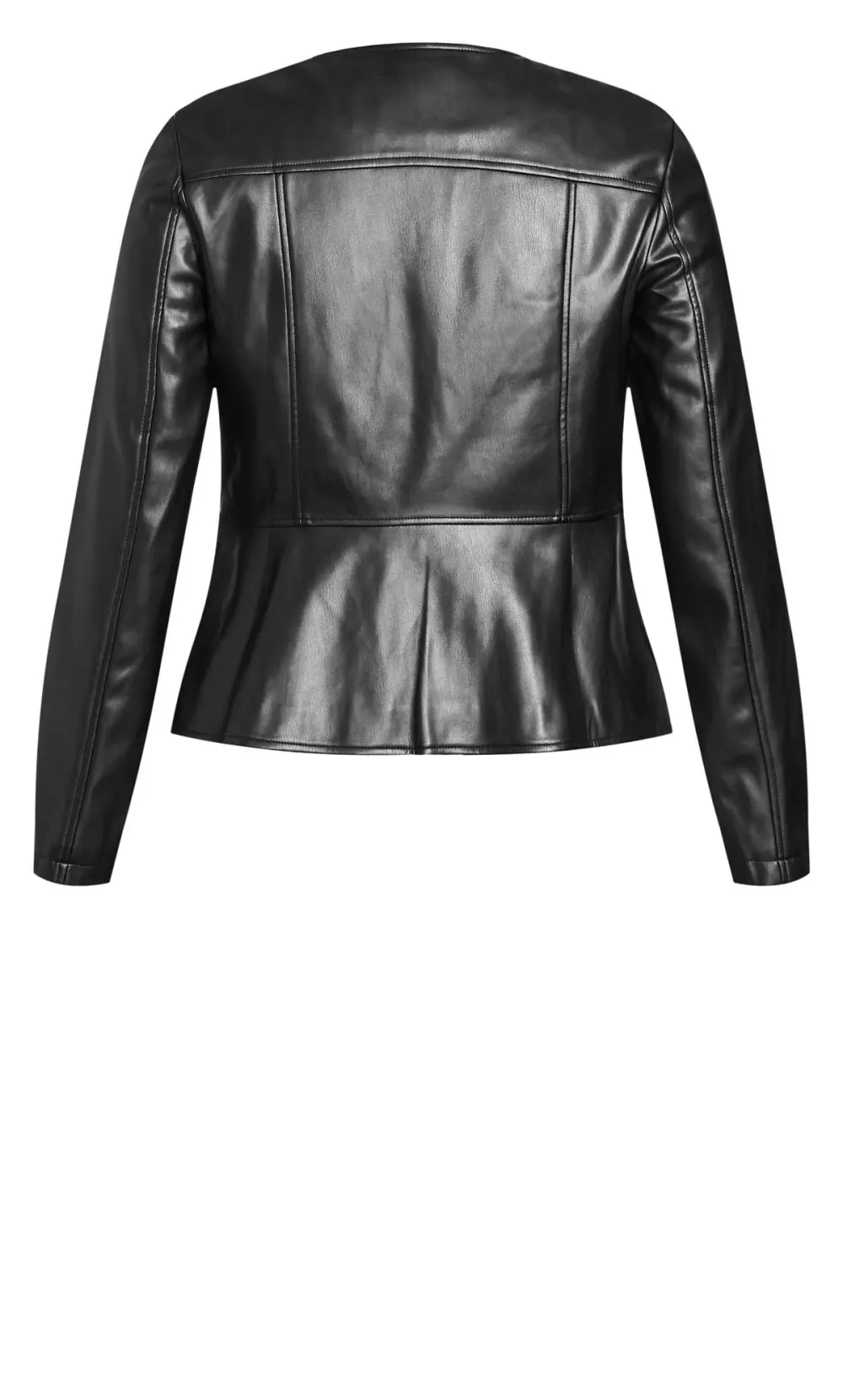 Evans Black Faux Leather Fitted Jacket