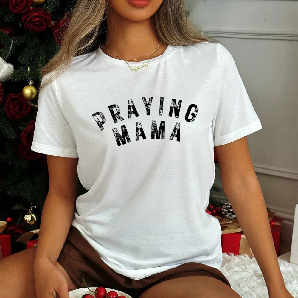 Praying Mama Printed Round Neck Short Sleeve T-Shirt