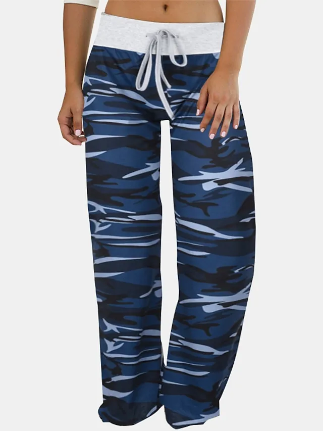 Women's Loungewear Bottom Nighty Camo Comfort Sport Home Cotton Long Pant Spring Summer Blue Purple