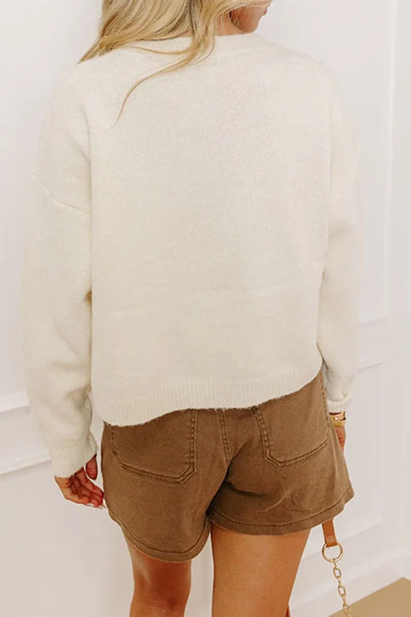 Women's Playful Round Neck Knitted Horse Coat