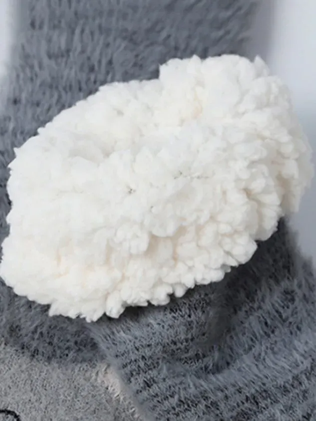 1pair Women Cartoon Cat Warmth Non-Slip Floor Socks