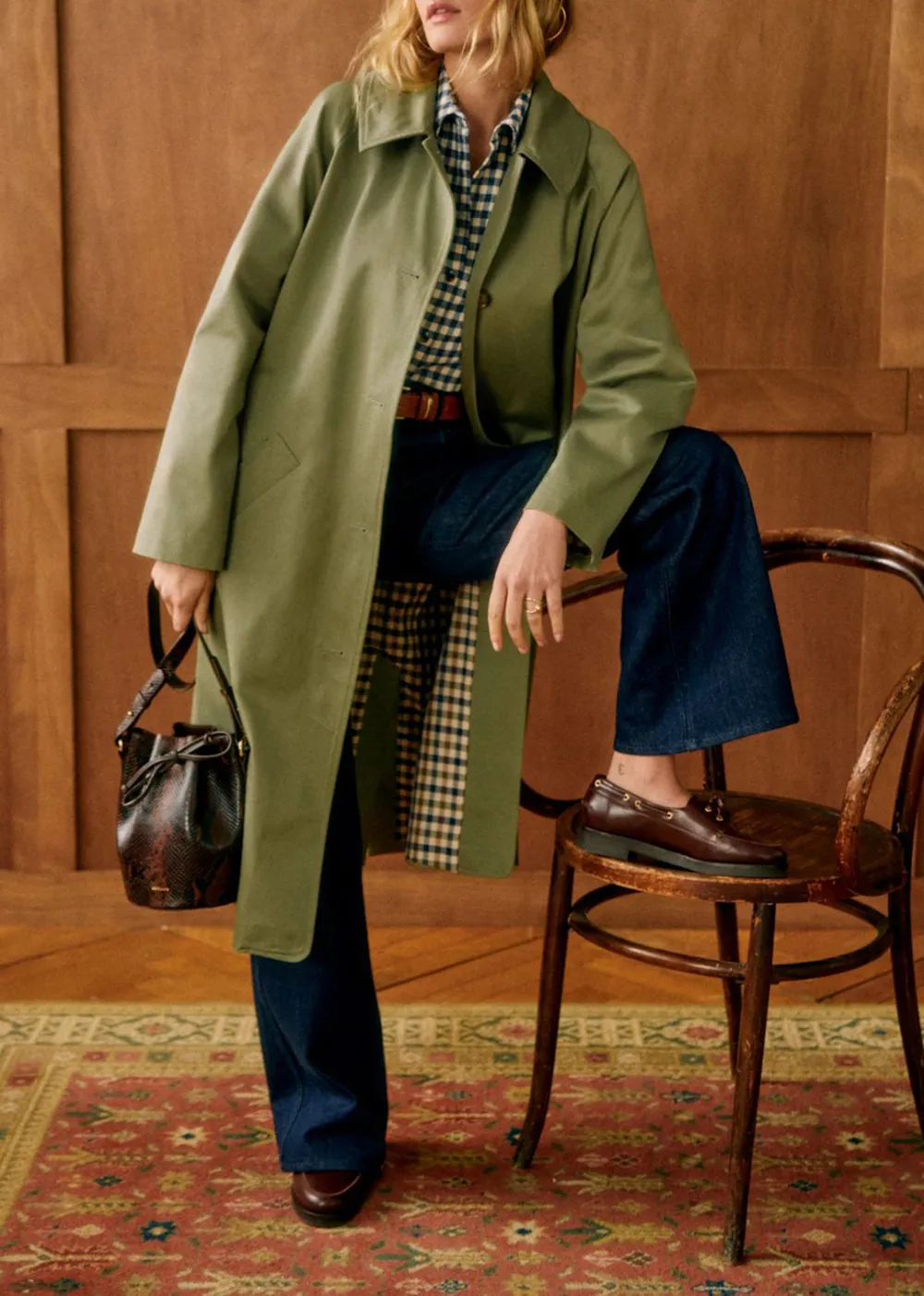 Army Green Oversized Trench Coat