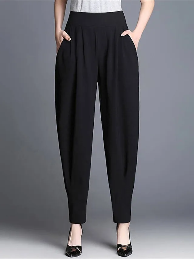 Women's Skinny Pants Trousers Tapered Carrot Pants Black High Waist Fashion Streetwear Street Daily Wear Vacation Pocket Full Length Comfort Plain S M L XL 2XL