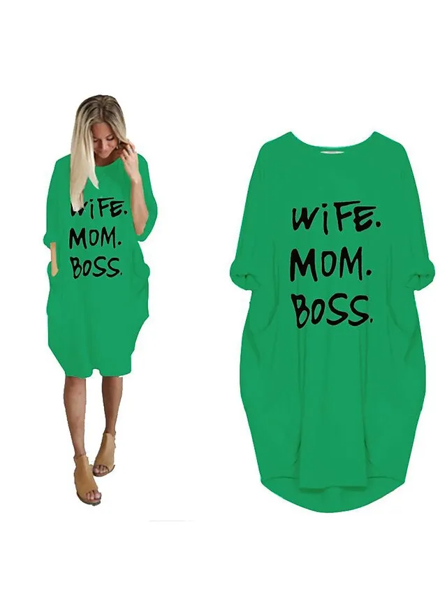 Women's Pajamas Loungewear Nightgown Sleepwear Letter Fashion Simple Basic Home Daily Mother's Day Polyester Pullover Summer Spring claret Orange red