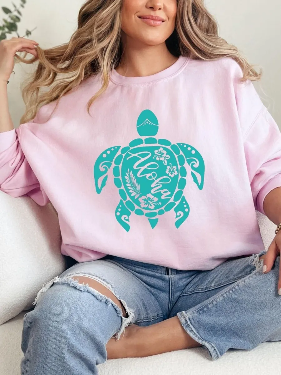 Floral Turtle Print Sweatshirt