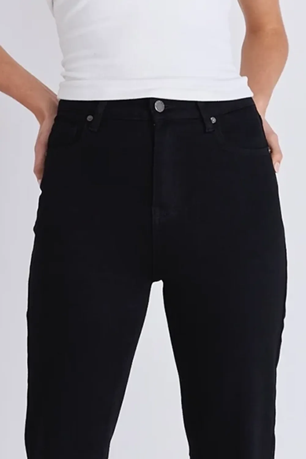 Black High Rise Straight Super Stretch Jean