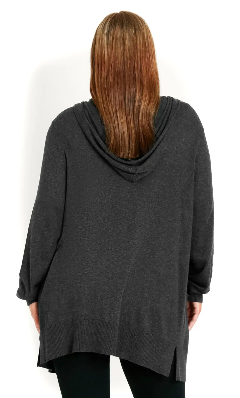 Evans Grey Hooded Cardigan