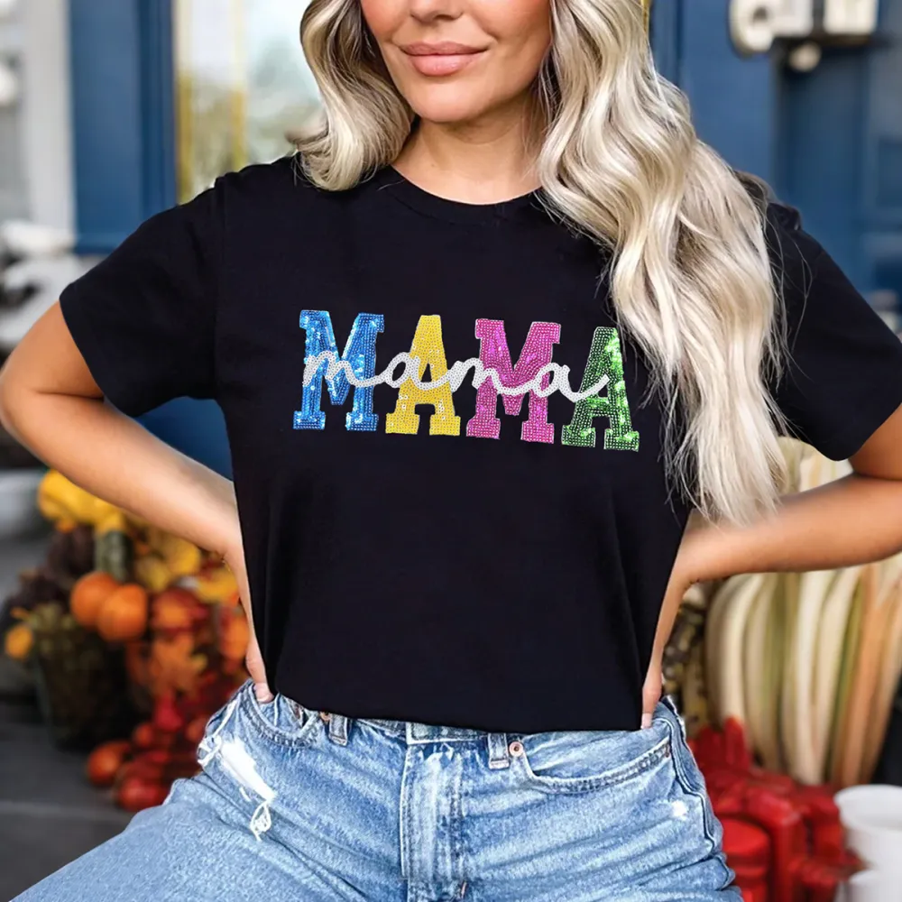 T-shirt Mama Women Printed Round Neck Short Sleeve