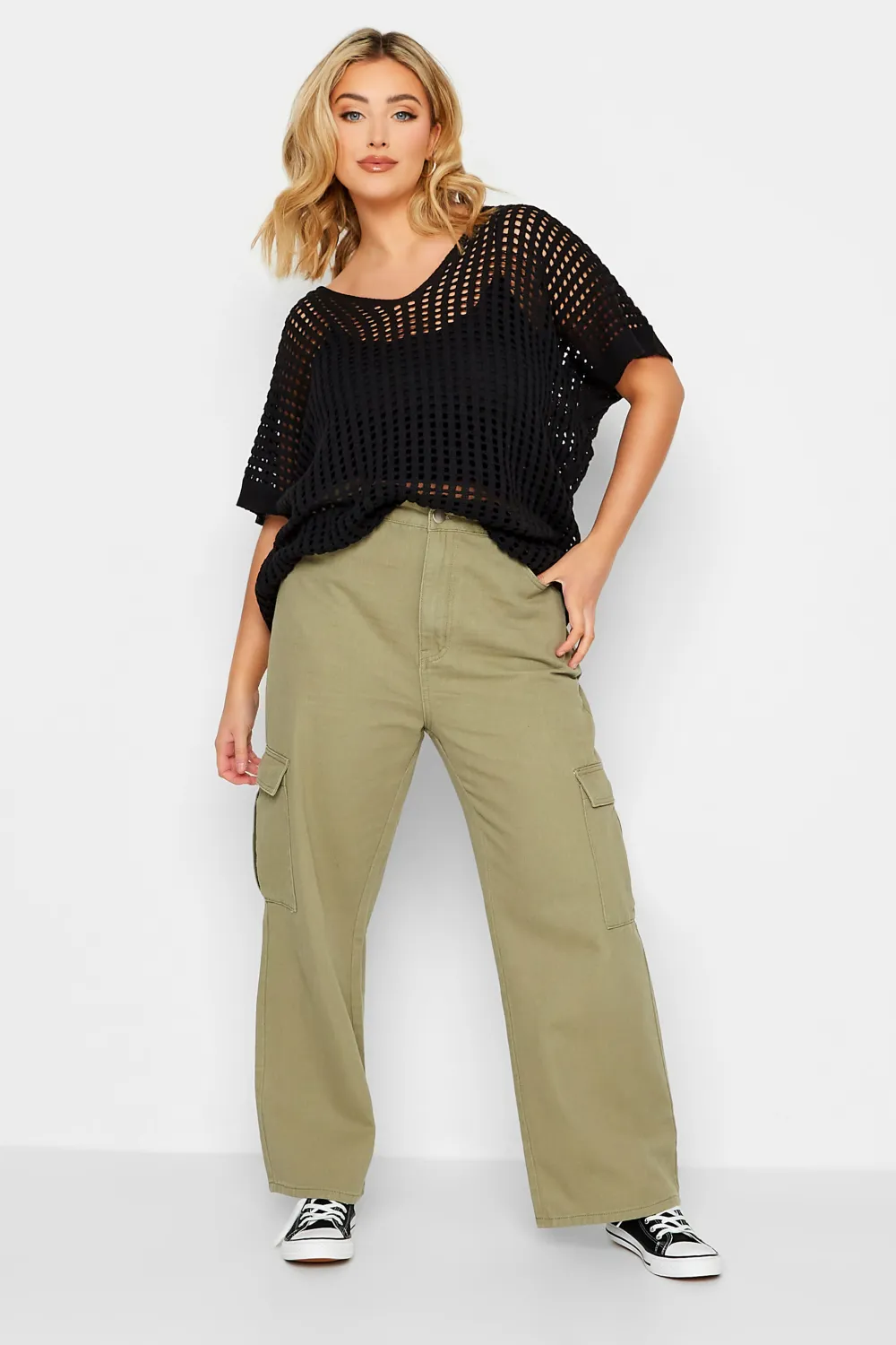 YOURS Curve Black Crochet Top