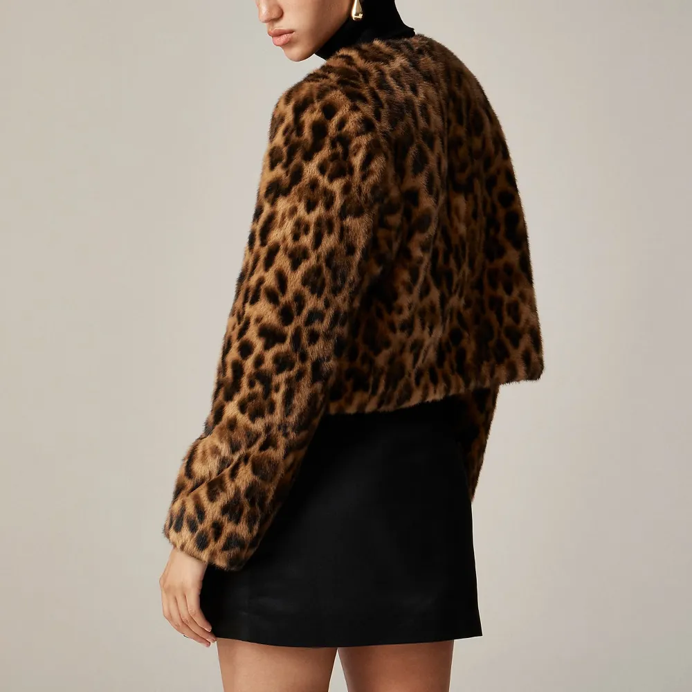 Crew Neck Faux Fur Jackets