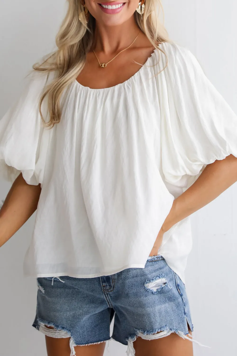 Classic Moment Off White Puff Sleeve Blouse