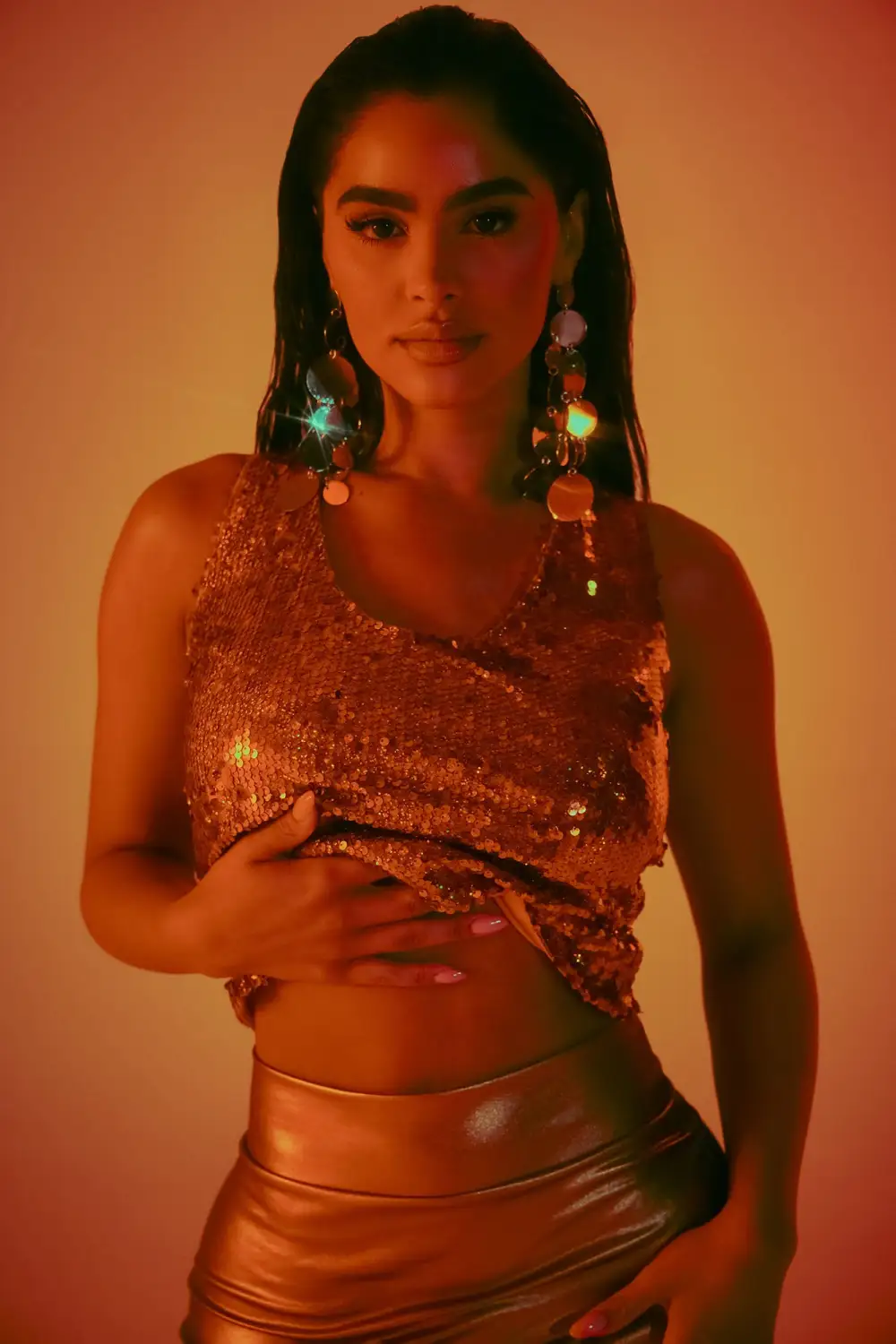 Dessa Sequin Top - Orange