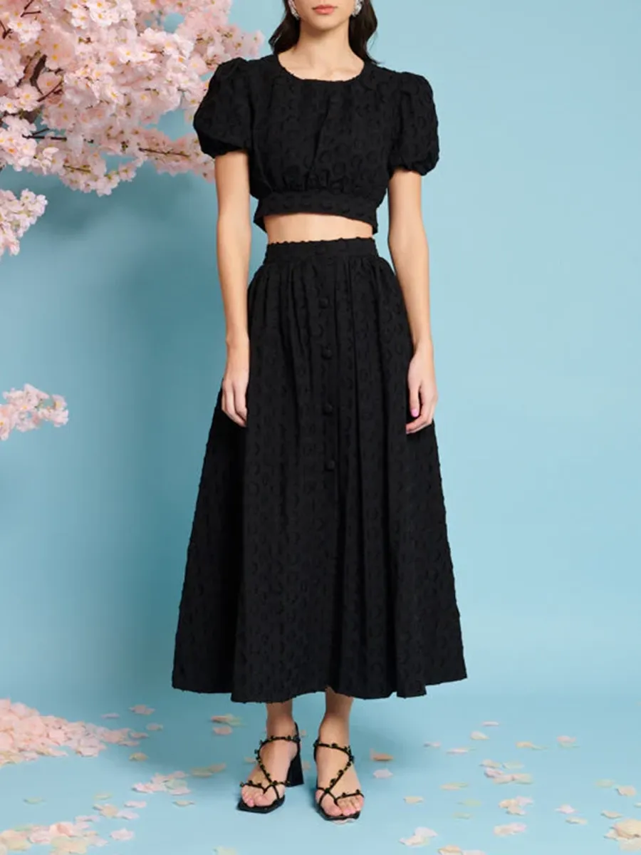 Soft Fabrics Jacquard Midi Skirt
