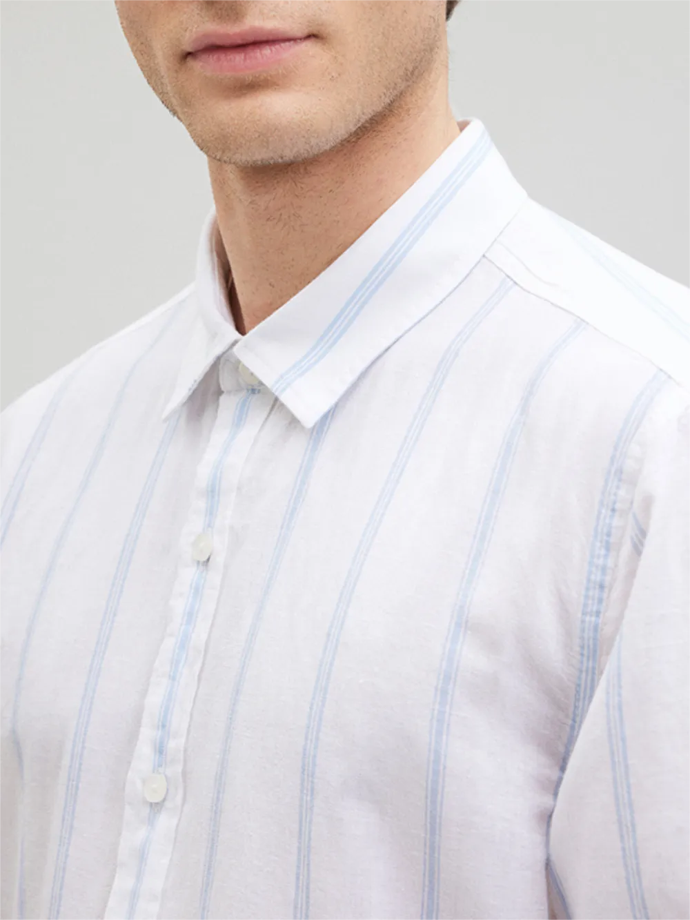White Pinstriped Button - Down Shirt