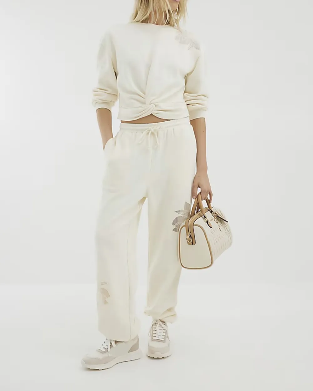 Women's Cotton Cream Floral Pattern Sweatshirts