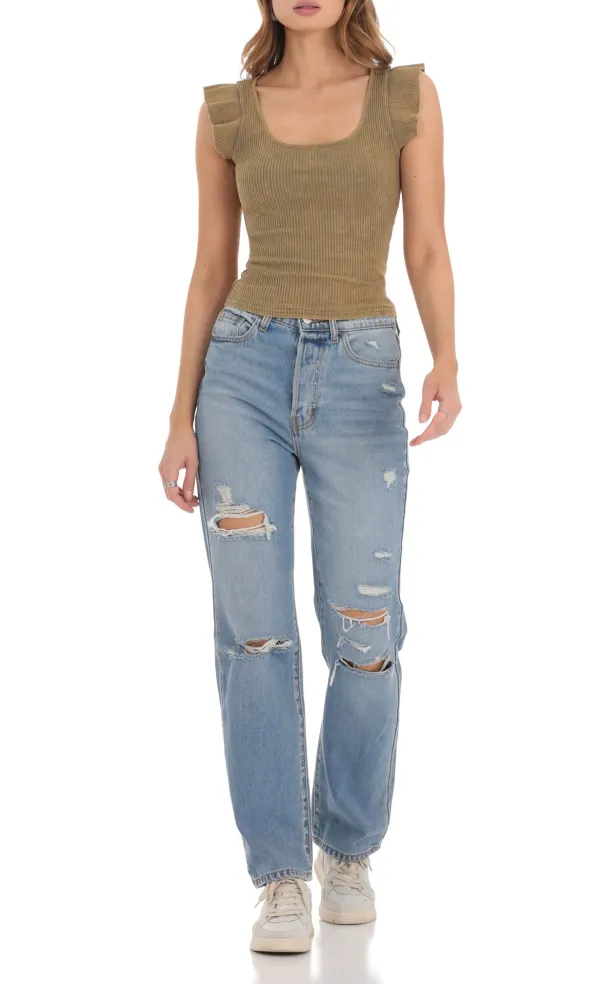 Distressed Jeans in Light Denim