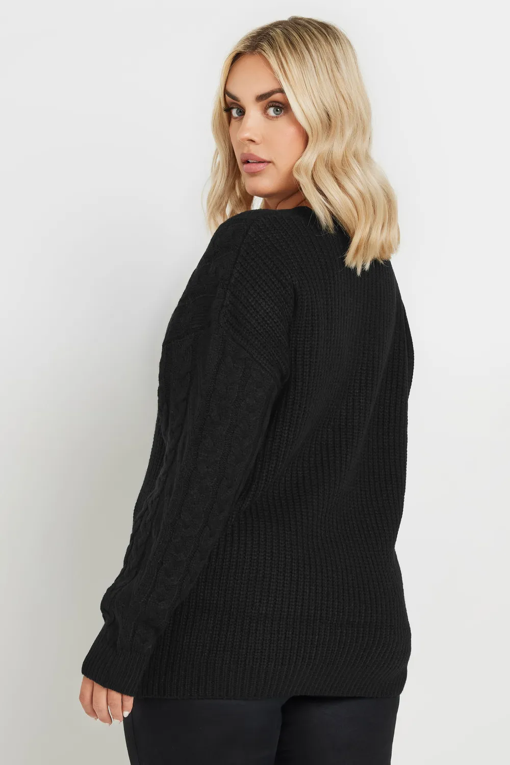 YOURS Curve Cream Cable Knit Cut Out Jumper