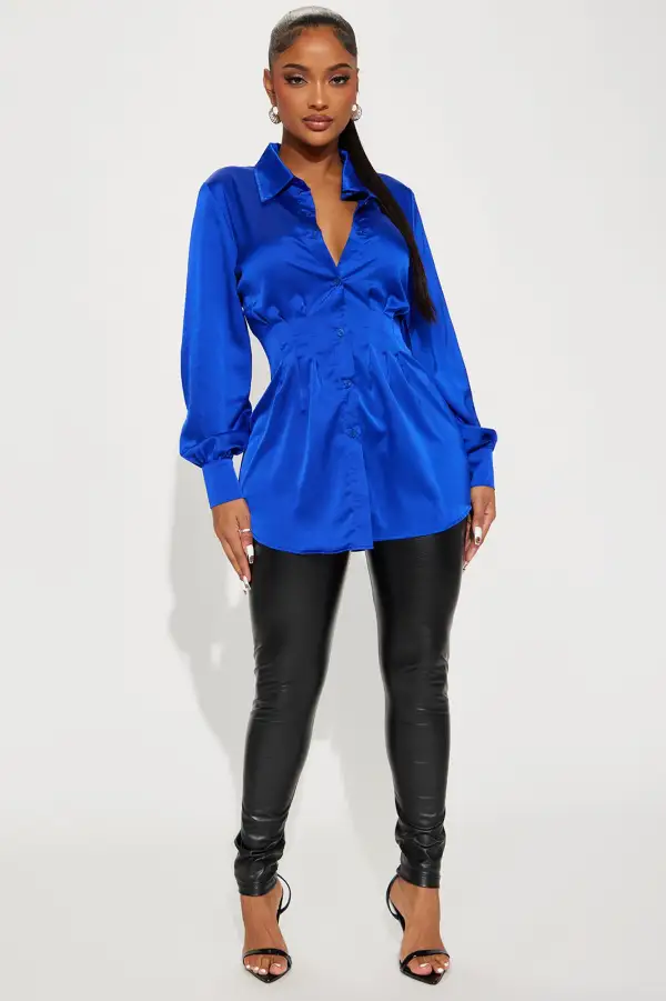 Business Meeting Satin Shirt - Royal