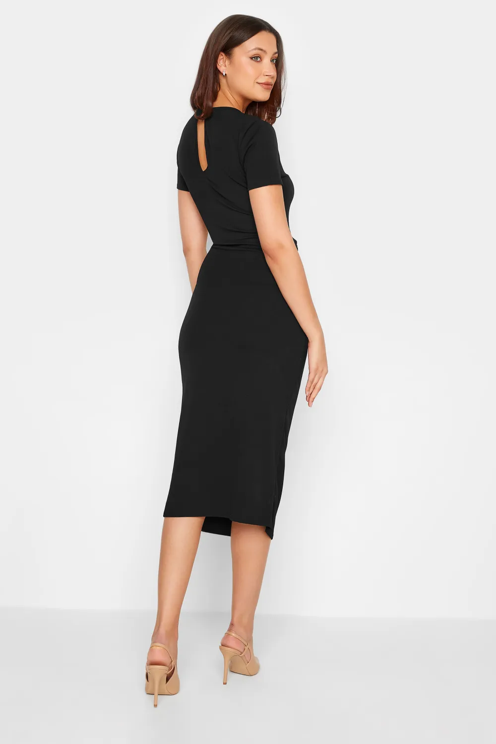 LTS Tall Black Twist Midi Dress
