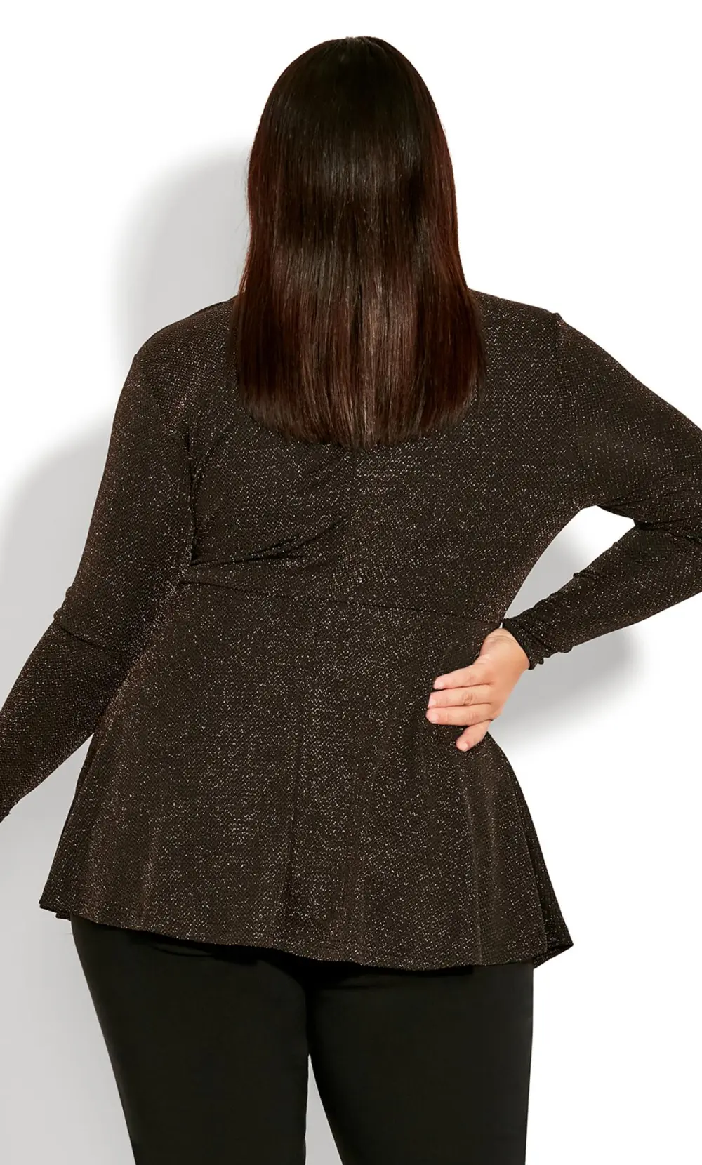 Evans Black & Gold Lurex Shimmer Wrap Top