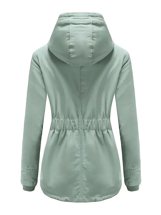 Women's Parka Street Fall Winter Puffer Jacket Coat Windproof Warm 3 in 1 Loose Casual Sports Jacket Long Sleeve Solid Color Zipper Purple Blushing Pink Waterpoof Daily Wear Down Parkas Lined