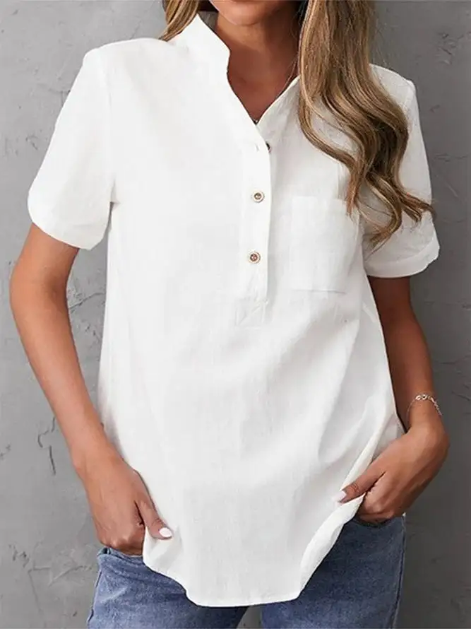 Simple Plain Short Sleeve Top