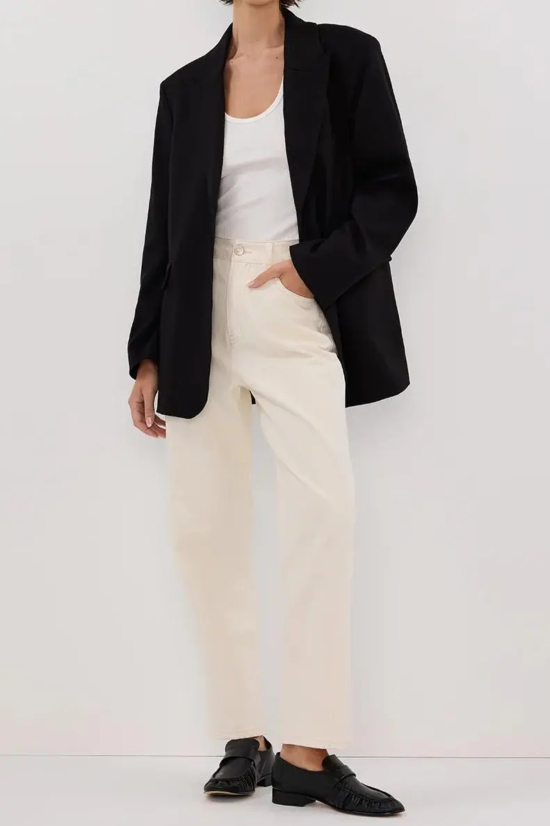 CREAM TWISTED SEAM JEAN