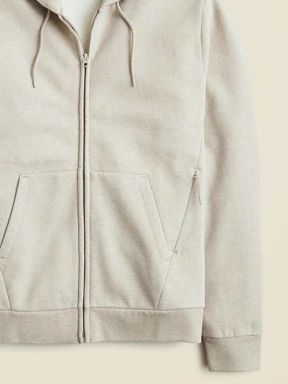 Beige Zip Up Hooded Men's Sweatshirt