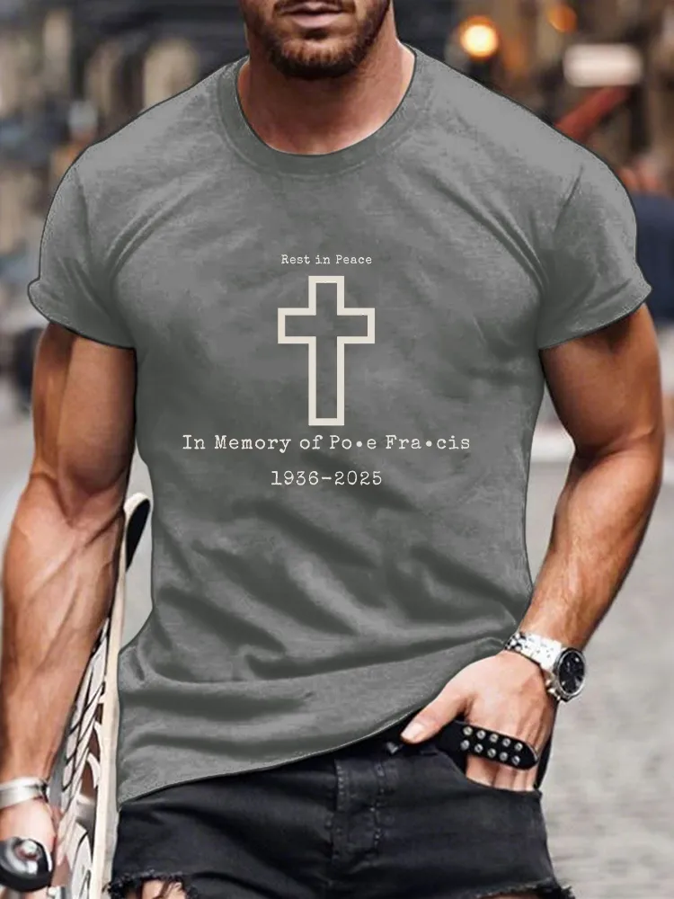 Men's Rest In Peace 1936-2025 Print Short Sleeve Round Neck Cotton T-Shirt