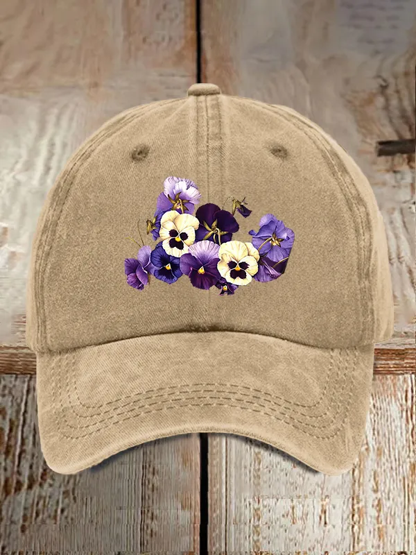 Alzheimer'S Purple Floral Print Baseball Cap