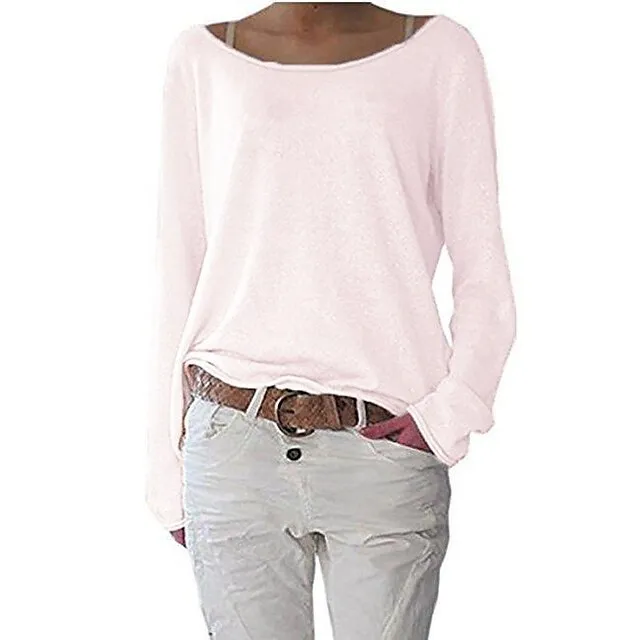 T shirt Tee Women's Light Blue Watermelon powder White Solid / Plain Color Basic Soft Daily S