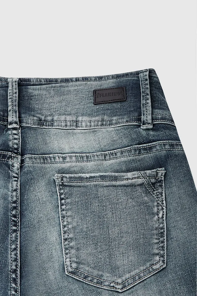 Vintage Button Side Design Mid Waist Flare Jeans