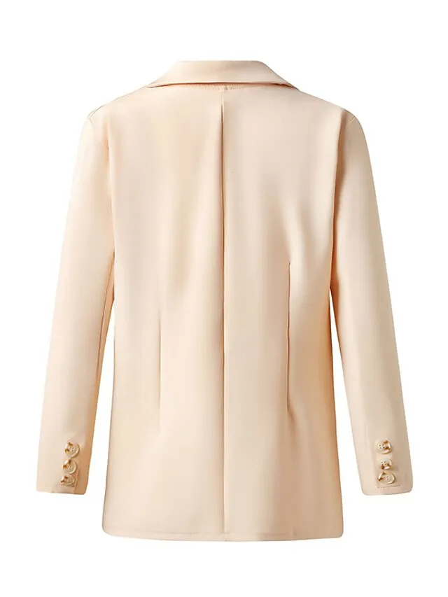 Women's Blazer Casual Jacket Office Work Casual Fall Spring Regular Coat Regular Fit Warm Casual Jacket Long Sleeve Solid Color Quilted Blue Pink Yellow