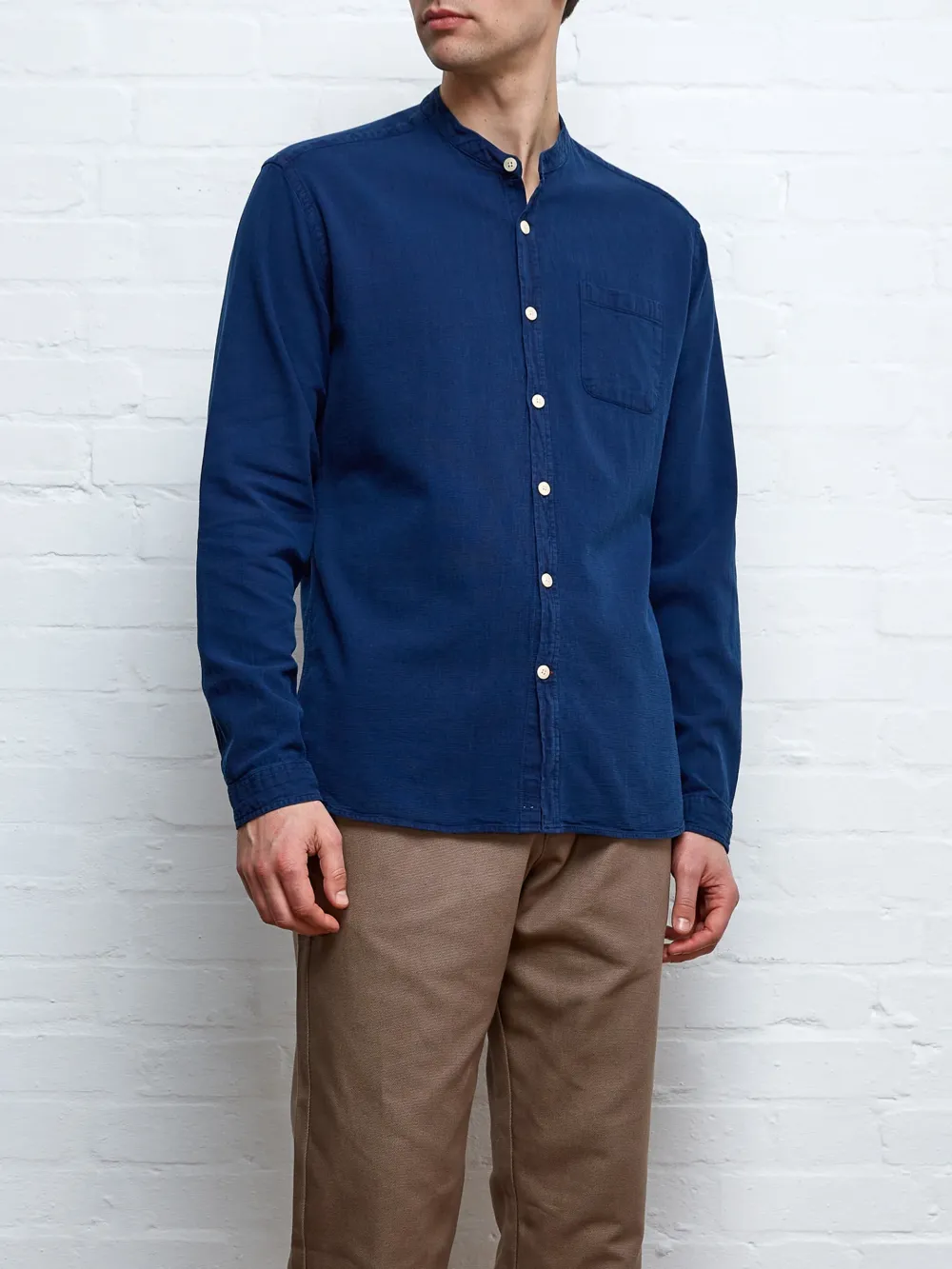Casual Style Indigo Rinse Cotton Shirt