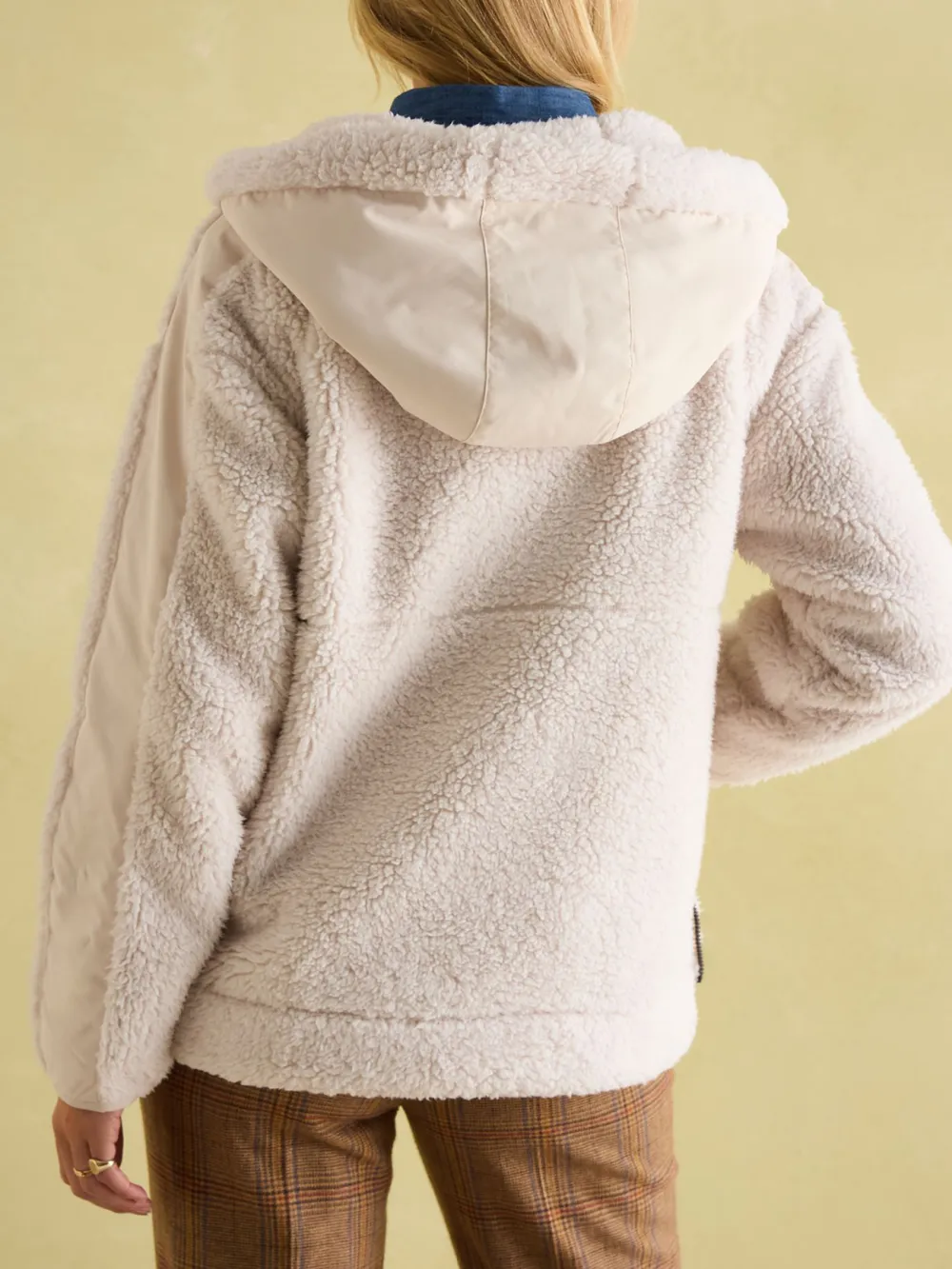 Slight Stretch Cream Hooded Fleece
