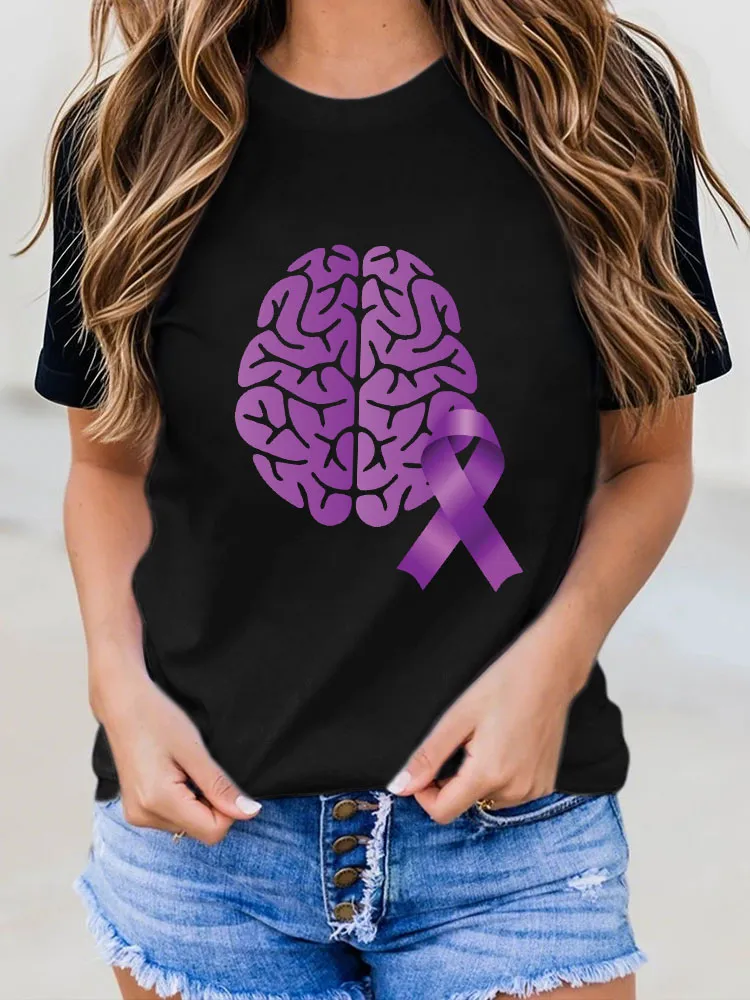 Women's I Wear Purple For My Dad Alzheimer's Awareness Tee