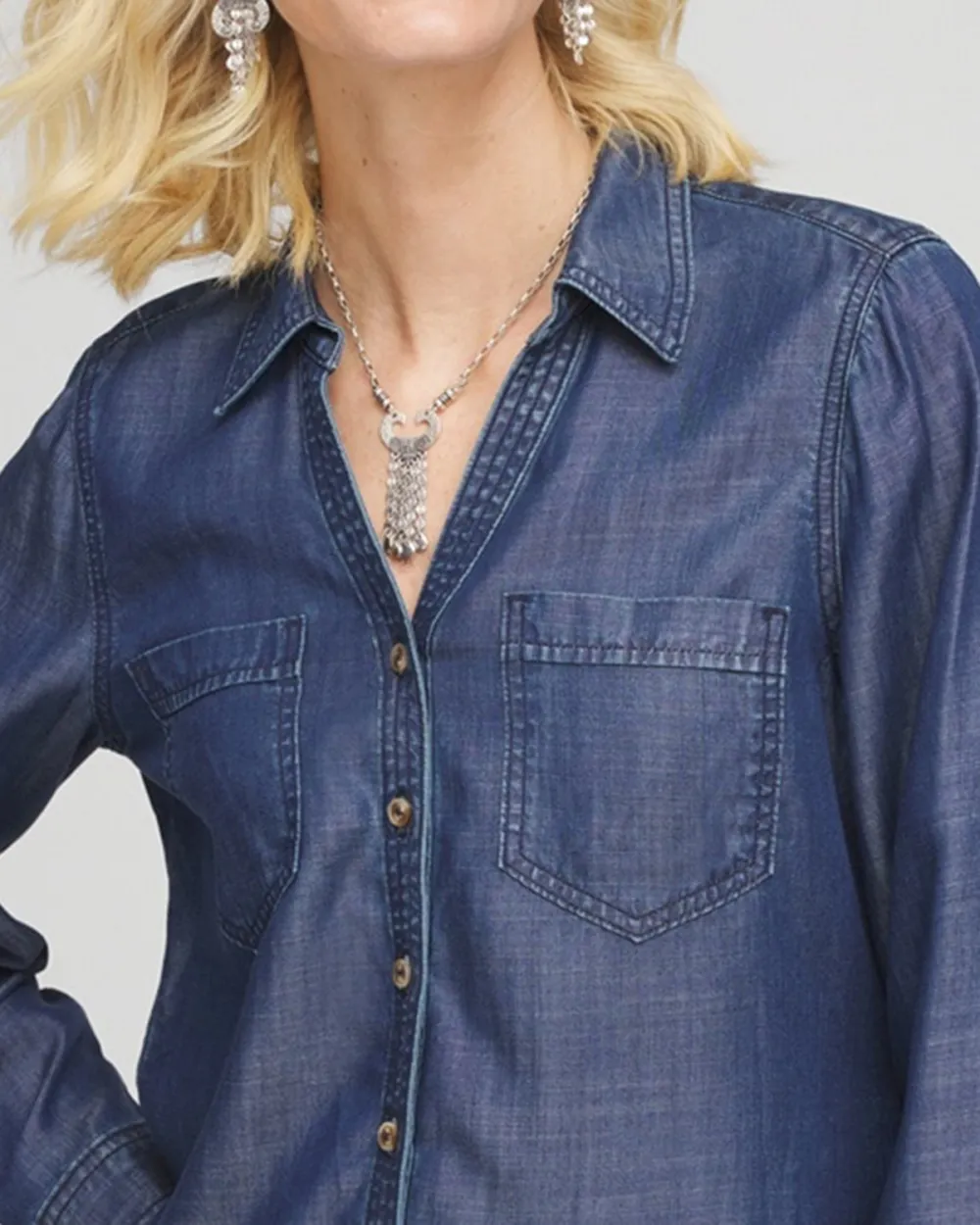 Denim Long Sleeve Button Up Shirt