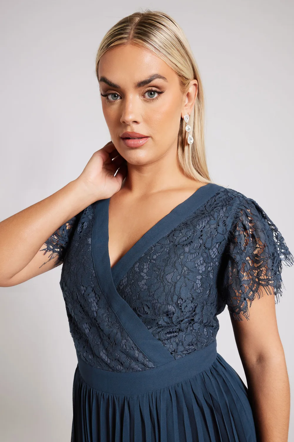 YOURS LONDON Curve Emerald Green Lace Wrap Midi Dress