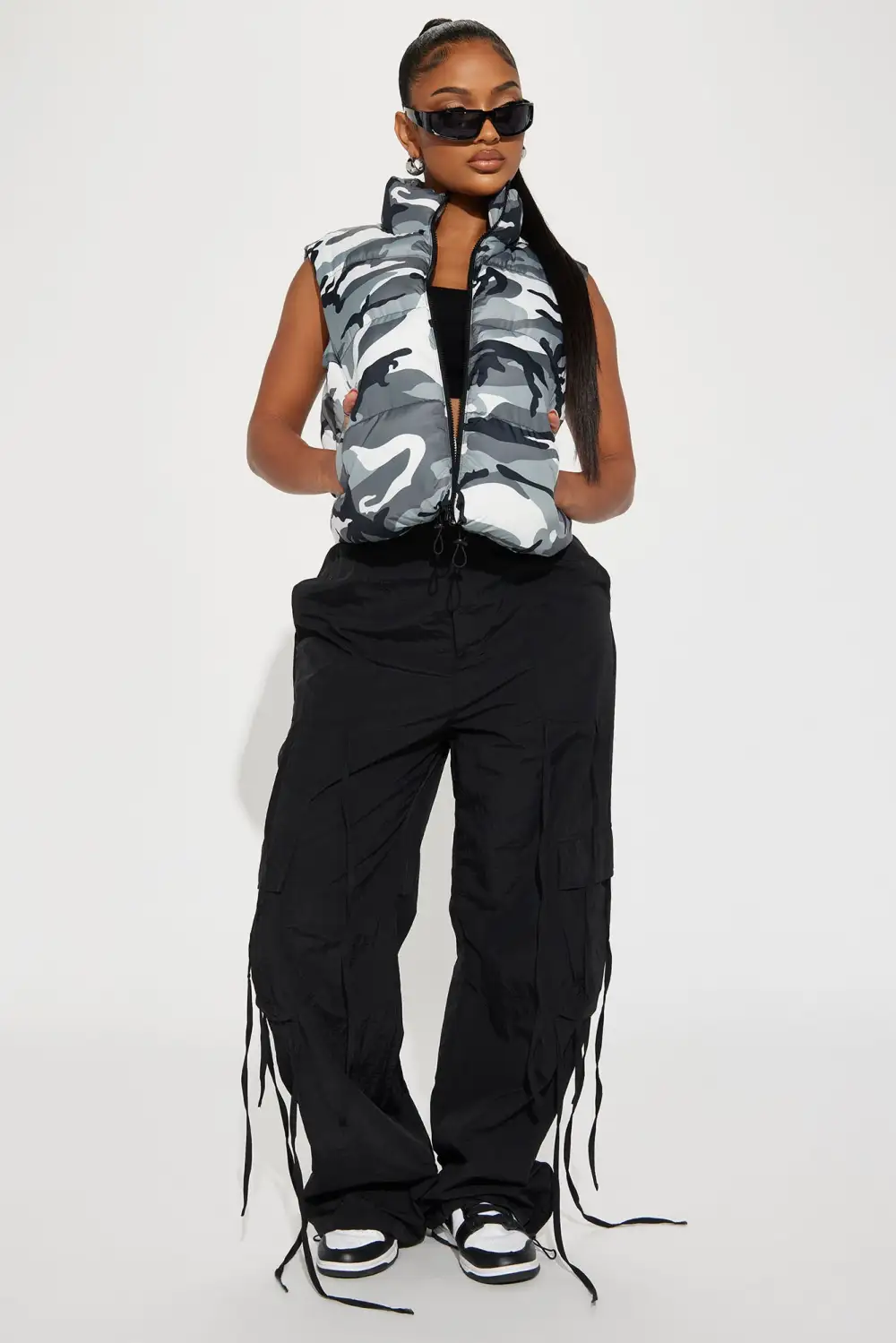 Cadet Kelly Camo Puffer Vest - Black/combo