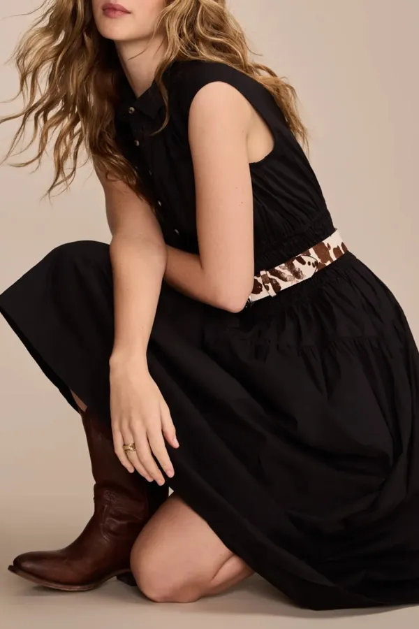 Caviar Smocked Dropped Waist Midi Dress