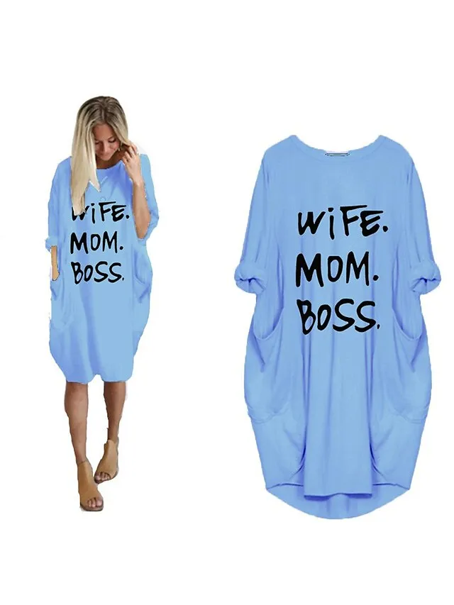 Women's Pajamas Loungewear Nightgown Sleepwear Letter Fashion Simple Basic Home Daily Mother's Day Polyester Pullover Summer Spring claret Orange red