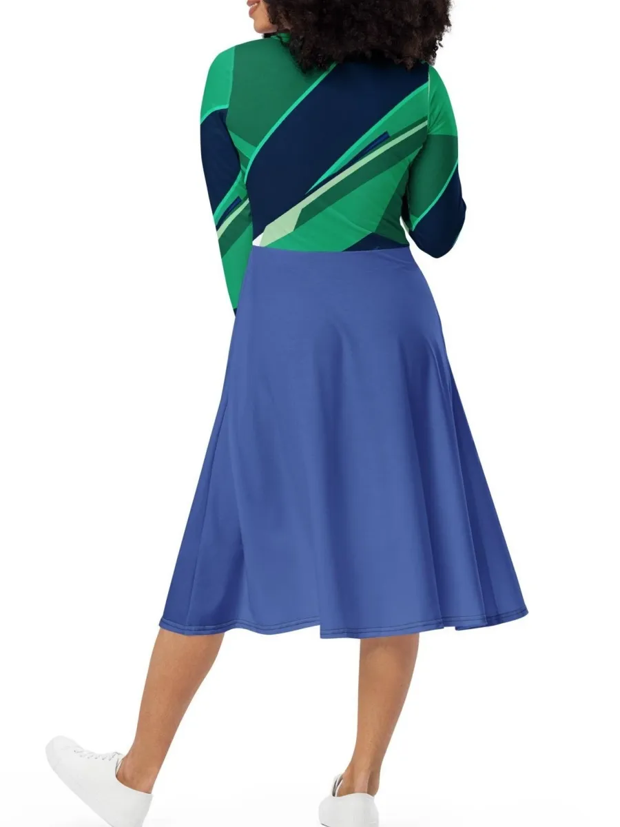 Contrast Color Geometric Dress