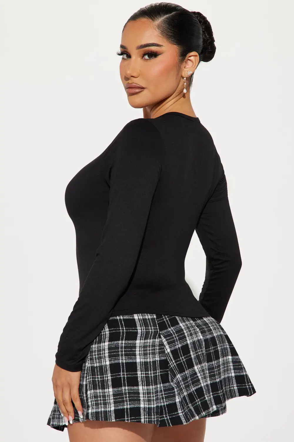 Notch Your Girl Long Sleeve Top - Black