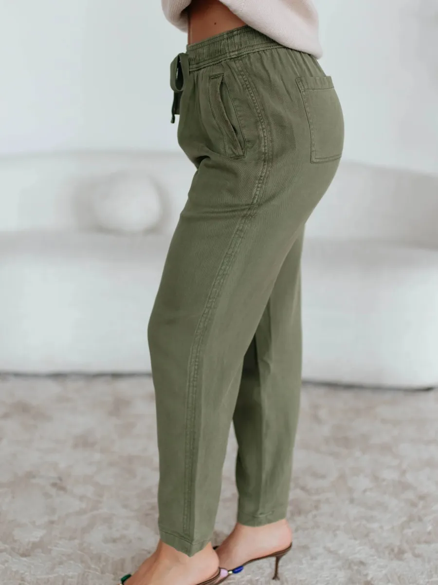 Drawstring High Rise Pants